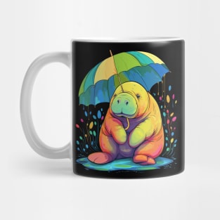 Manatee Rainy Day With Umbrella Mug